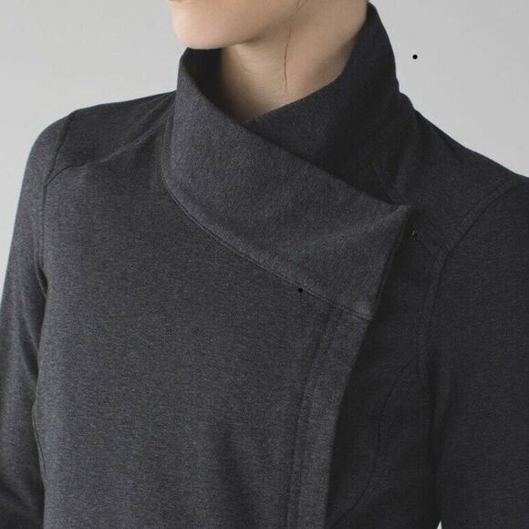Lululemon Heathered Black Gray Coast Wrap II French Terry Long Sleeve Jacket 4 - Picture 13 of 13